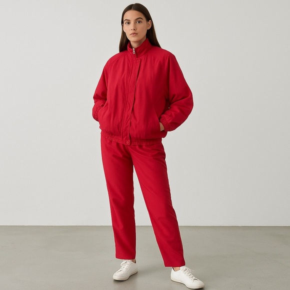 Vintage “Second Wind” Silk Fuchsia Tracksuit NWT Deadstock S - Picture 1 of 16